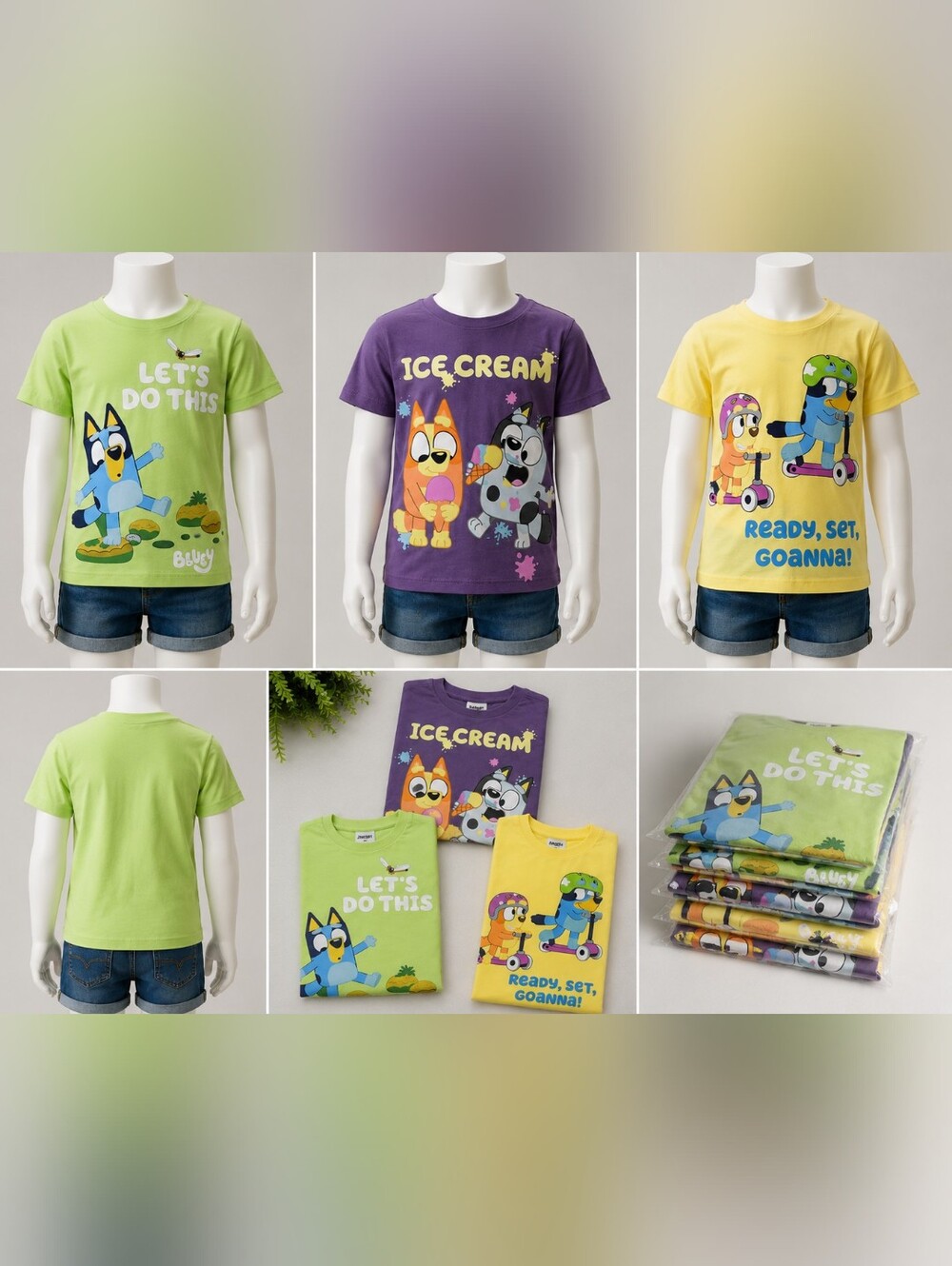 LOT Of 3 Boys 2T  Bluey Toddler Boys T-Shirts  Cartoon Graphic Tees New